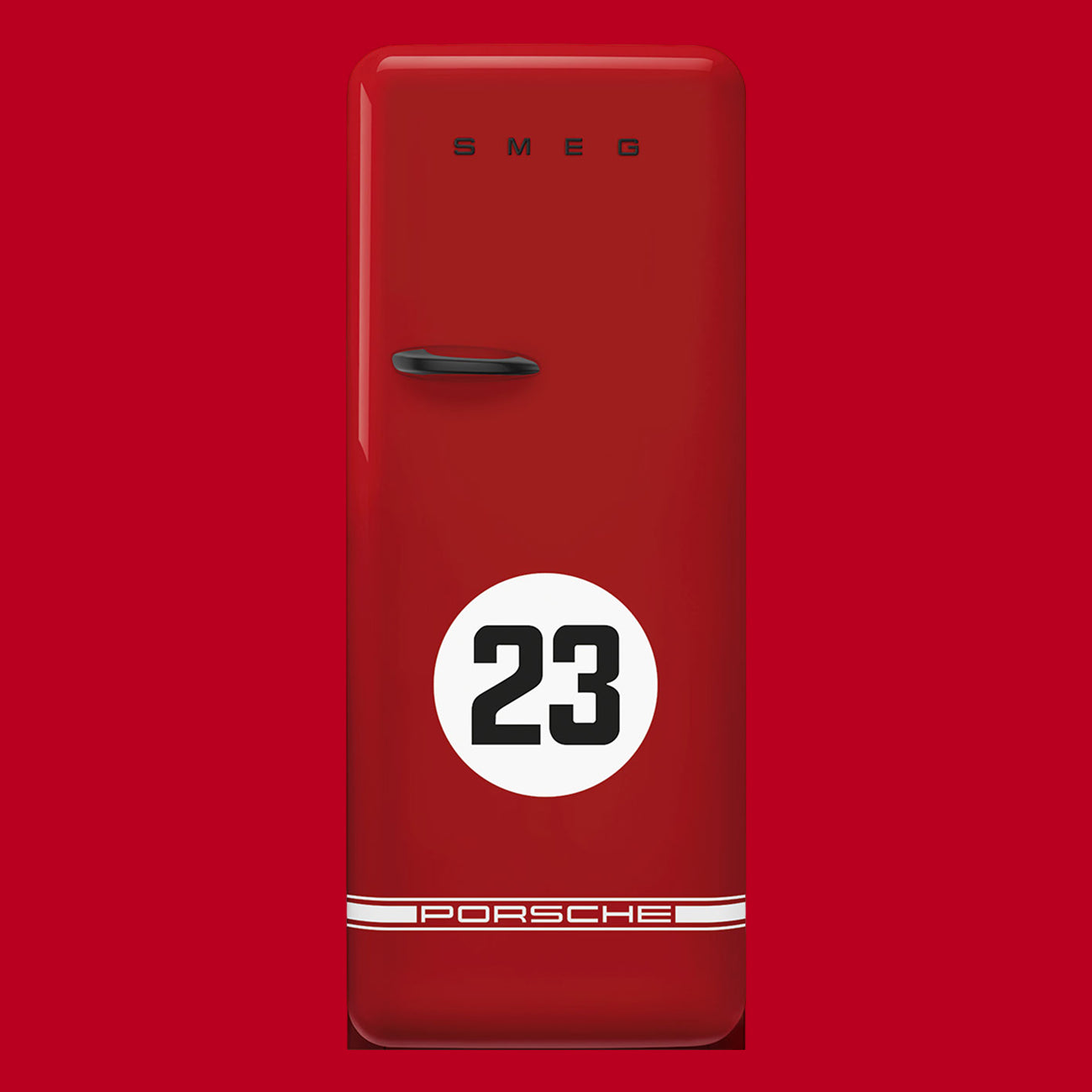 Porsche × SMEG Retro-Style Refrigerator (9.5 cu ft) – Salzburg Edition, Collezione Red Glossy