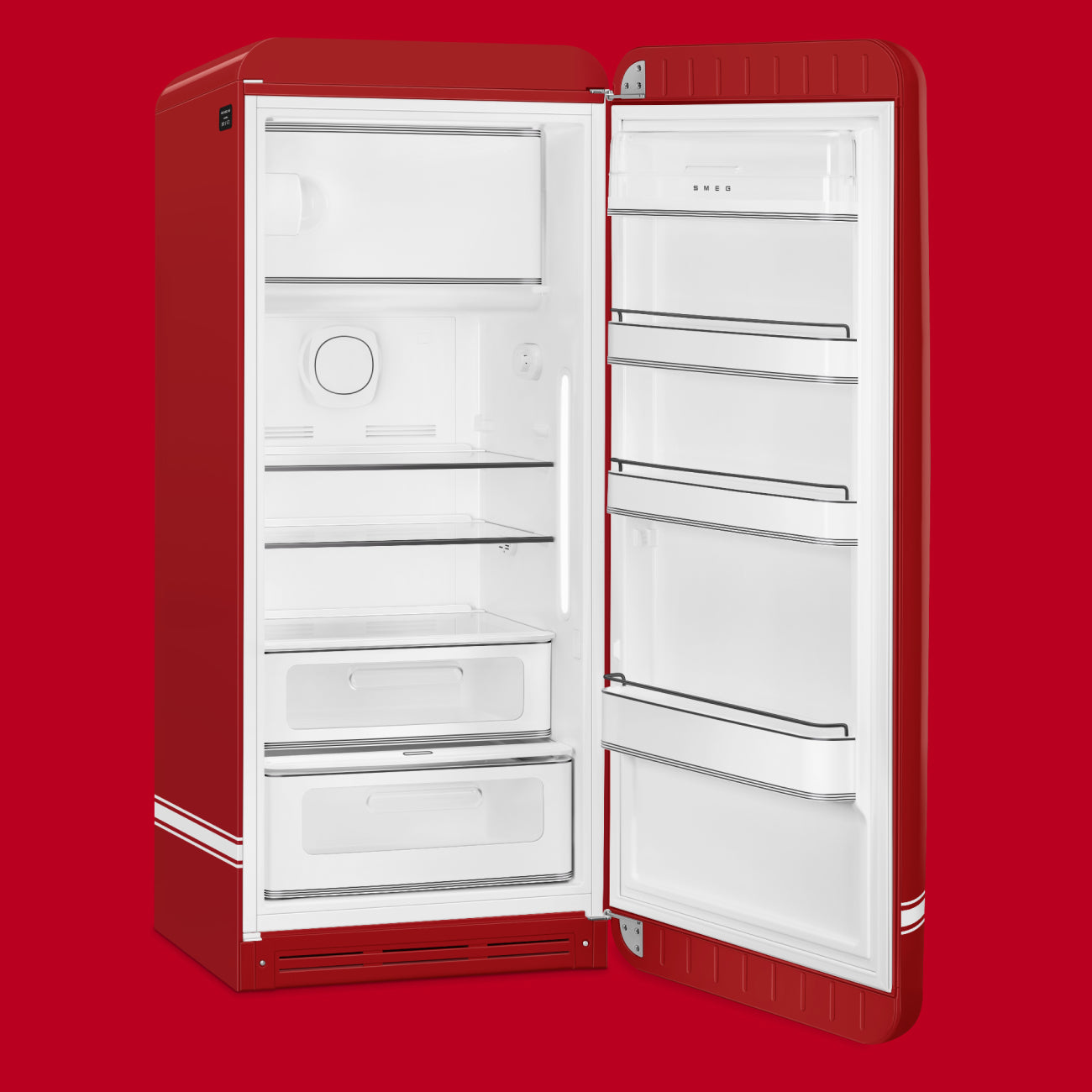 Porsche × SMEG Retro-Style Refrigerator (9.5 cu ft) – Salzburg Edition, Collezione Red Glossy