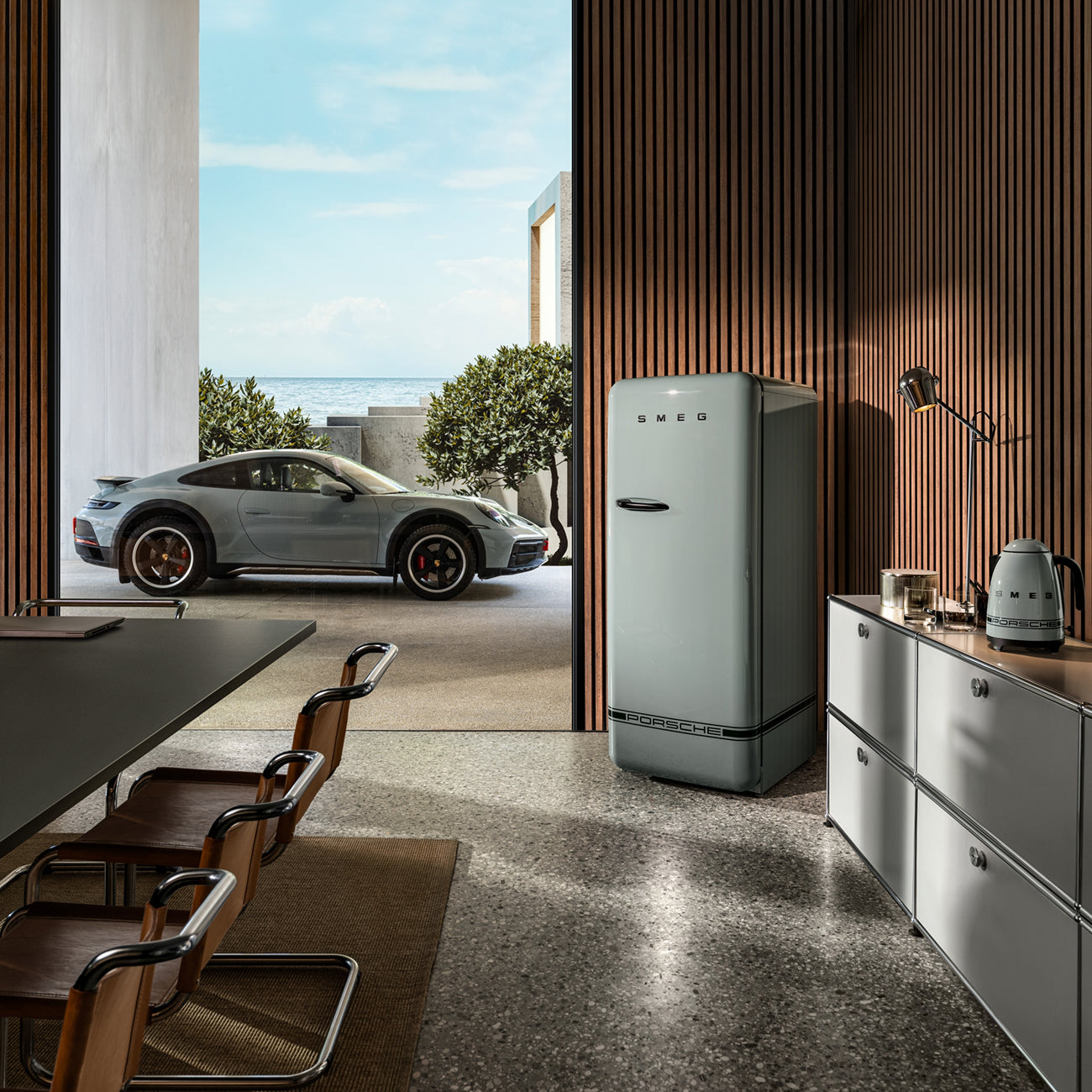 Porsche × SMEG Retro-Style Refrigerator (9.5 cu ft) – Shade Green Glossy