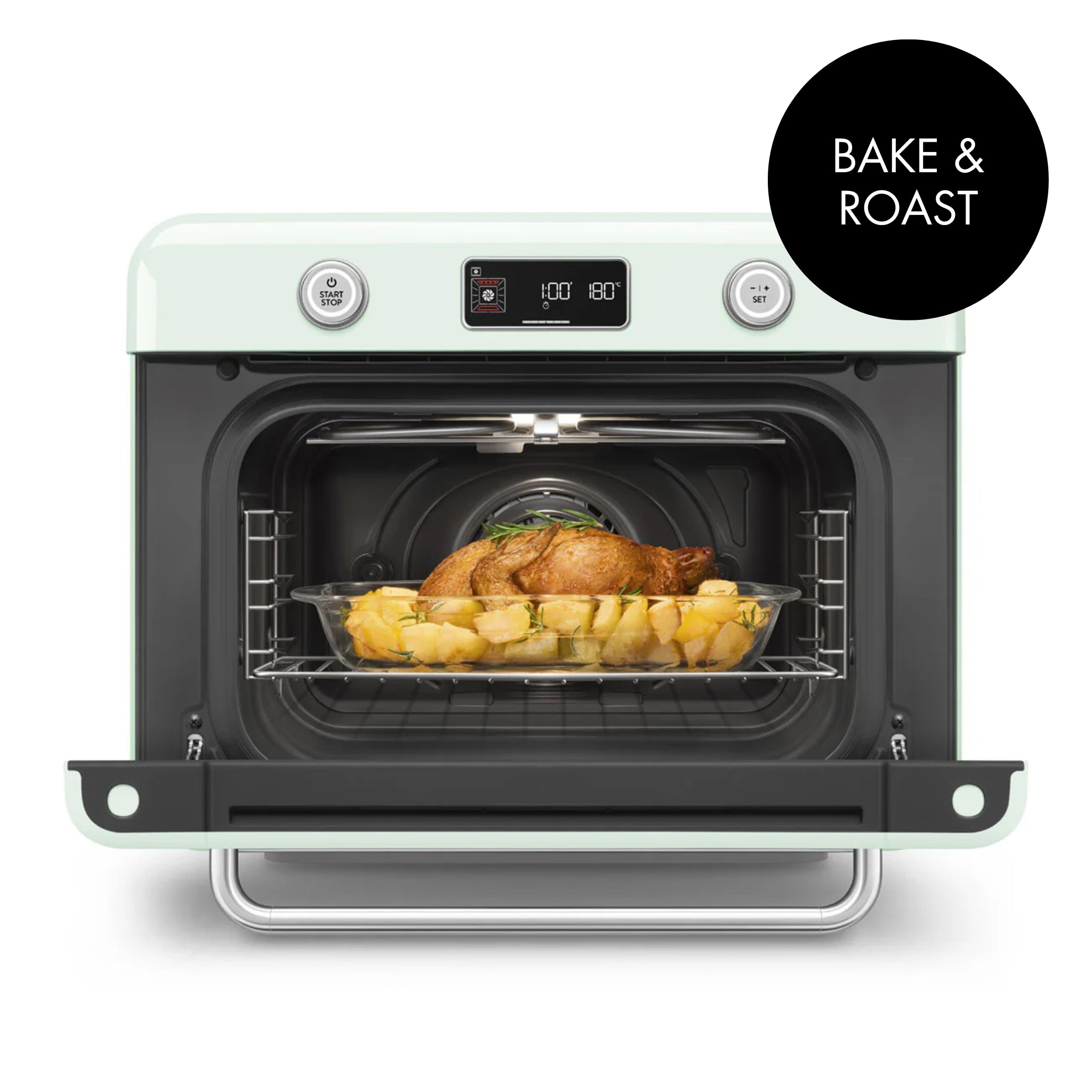 Countertop Combi Oven with Air Fry & Steam – Retro-Style Pastel Green