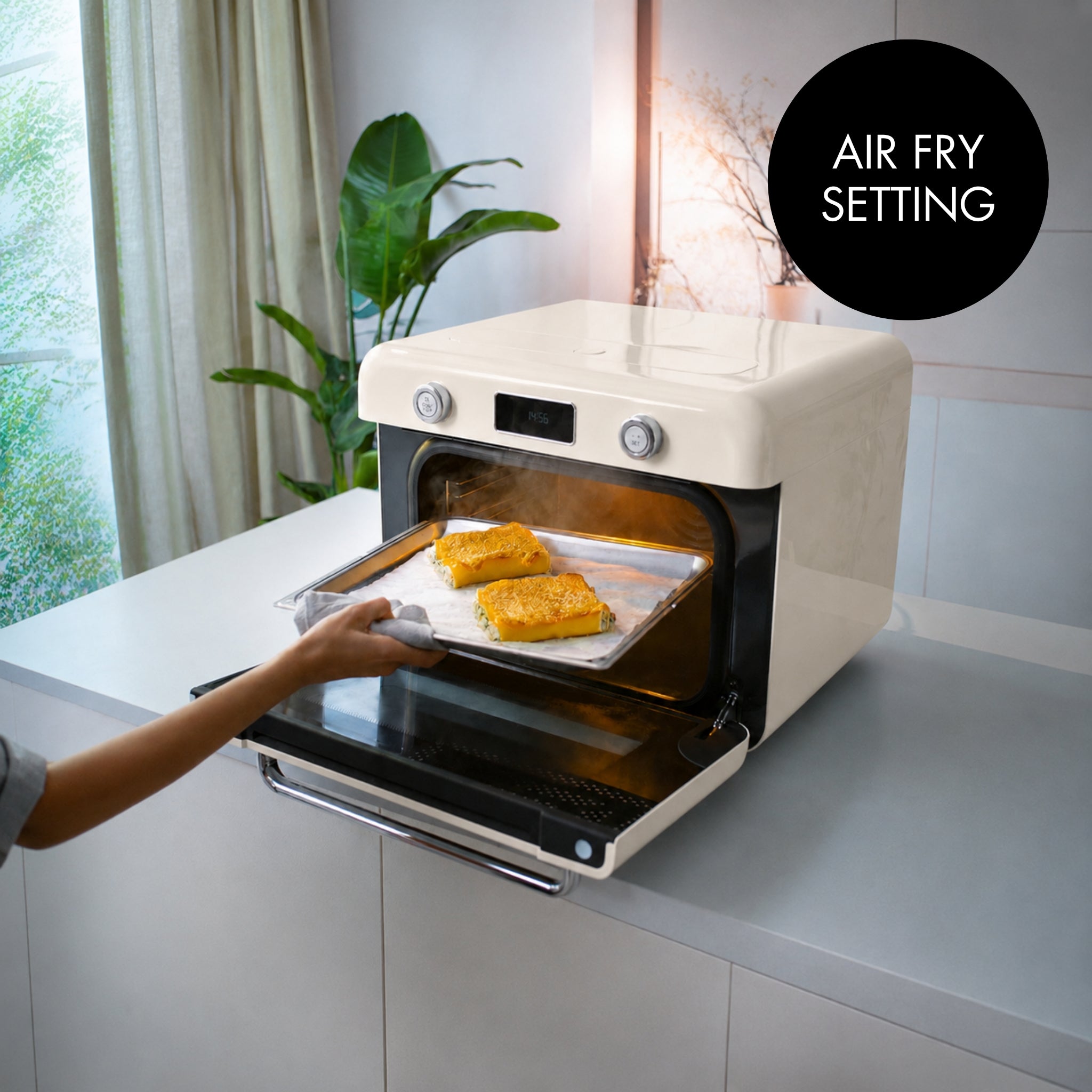 Countertop Combi Oven with Air Fry & Steam - Retro-Style Cream