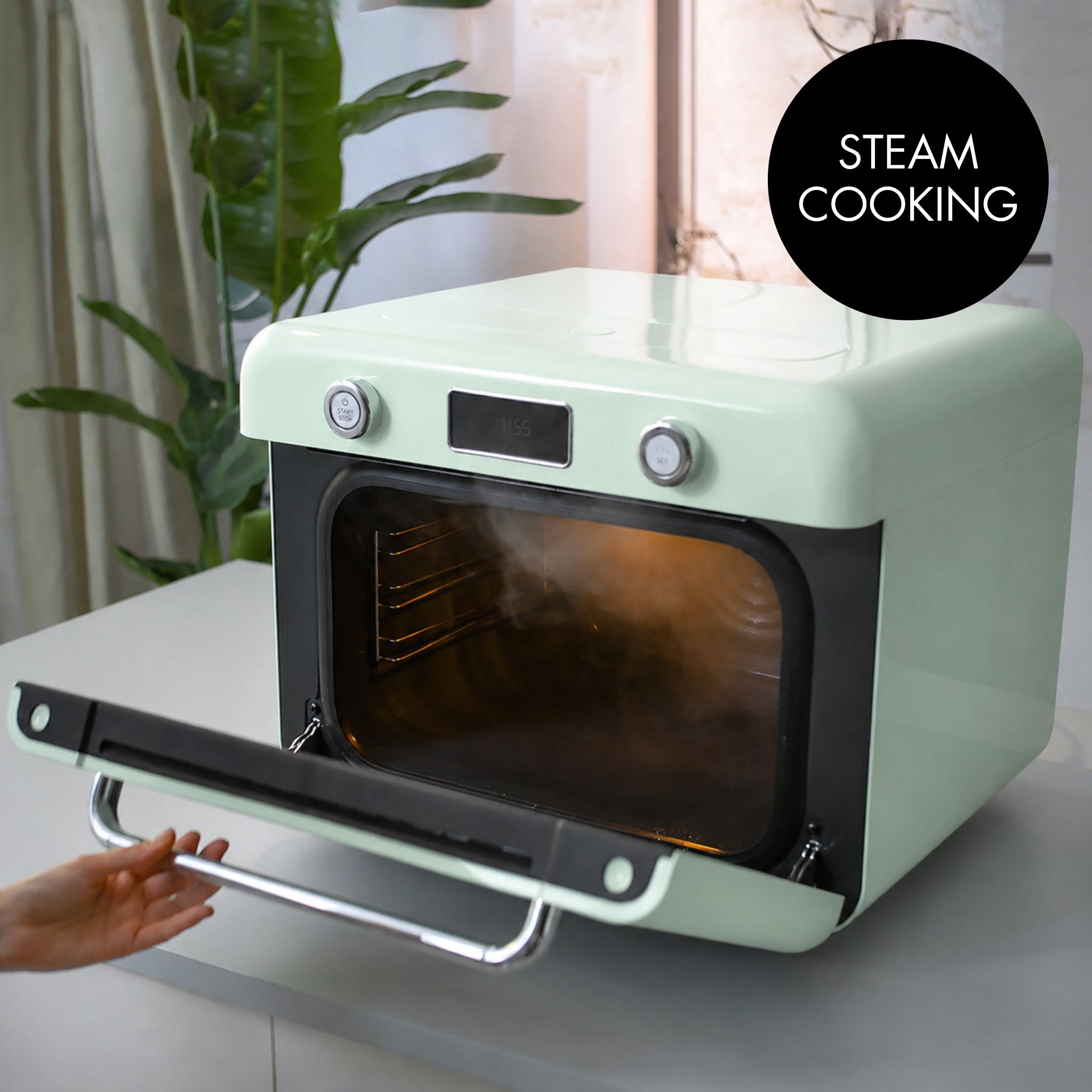 Countertop Combi Oven with Air Fry & Steam – Retro-Style Pastel Green