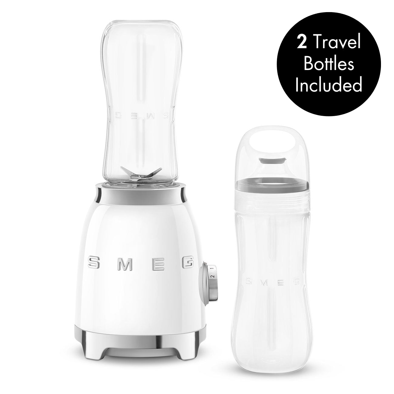 Personal Blender with 2 Travel Bottles – Retro-Style White