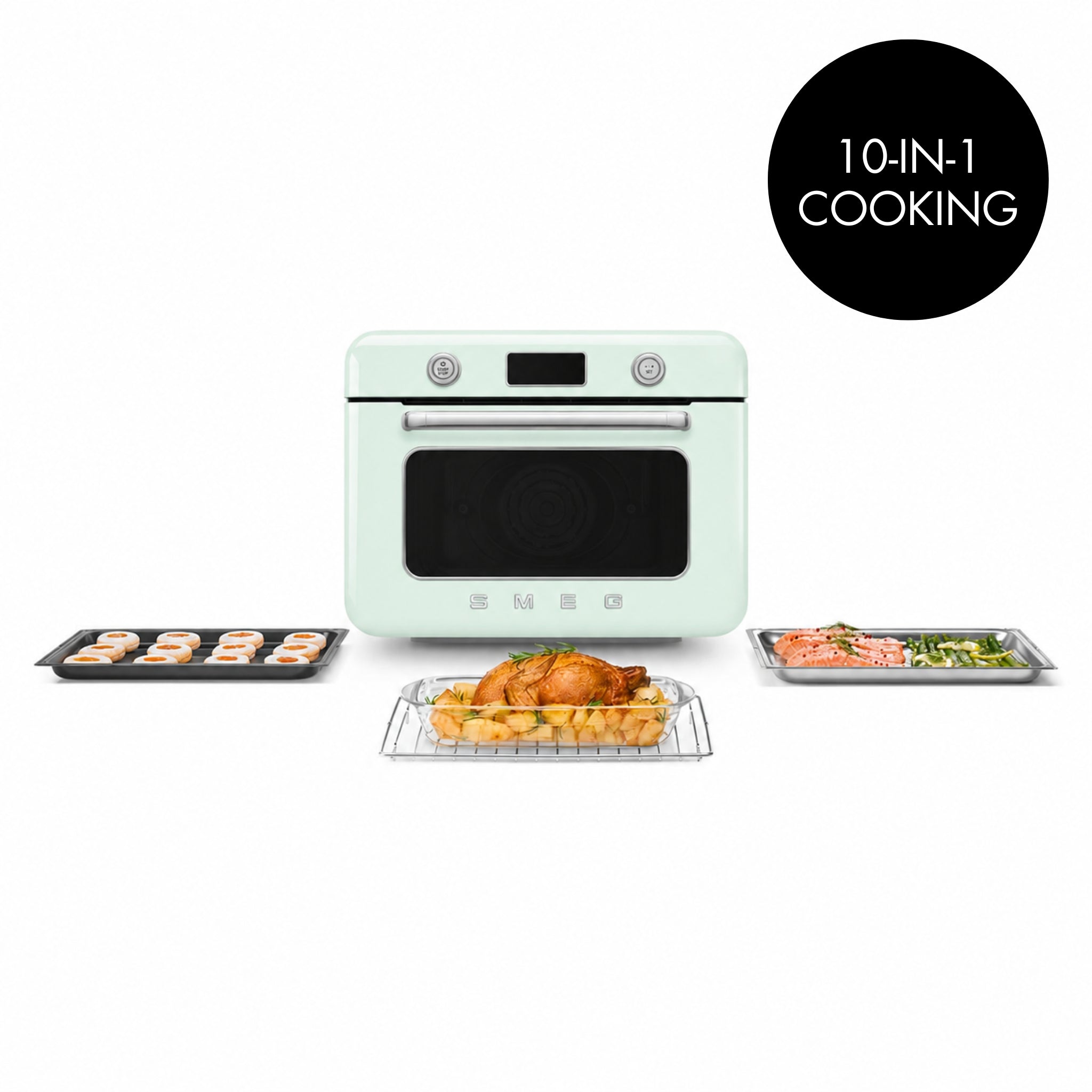 Countertop Combi Oven with Air Fry & Steam – Retro-Style Pastel Green