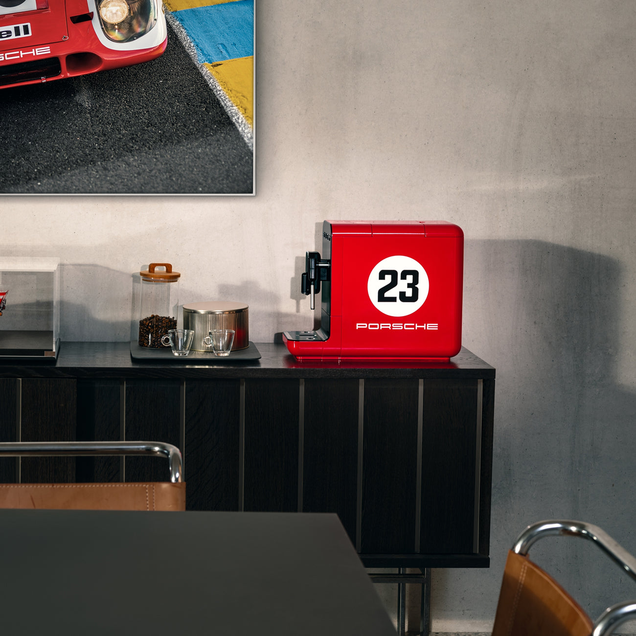 Porsche × SMEG Retro-Style Espresso Coffee Machine – Salzburg Limited Edition, Collezione Red Glossy