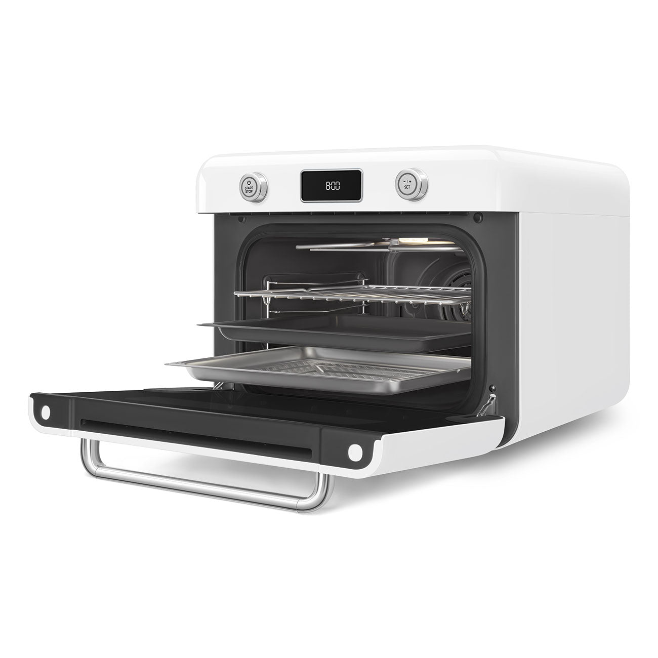 Countertop Air Fry Oven with Steam, Retro-style White Glossy