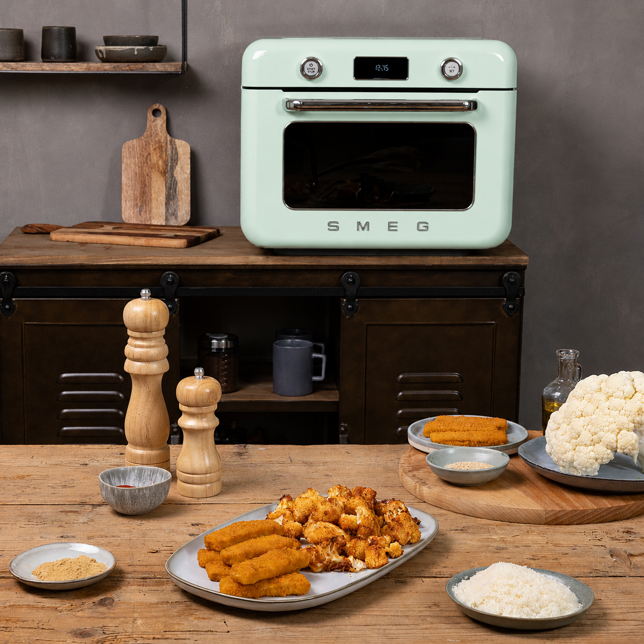 Countertop Combi Oven with Air Fry & Steam – Retro-Style Pastel Green
