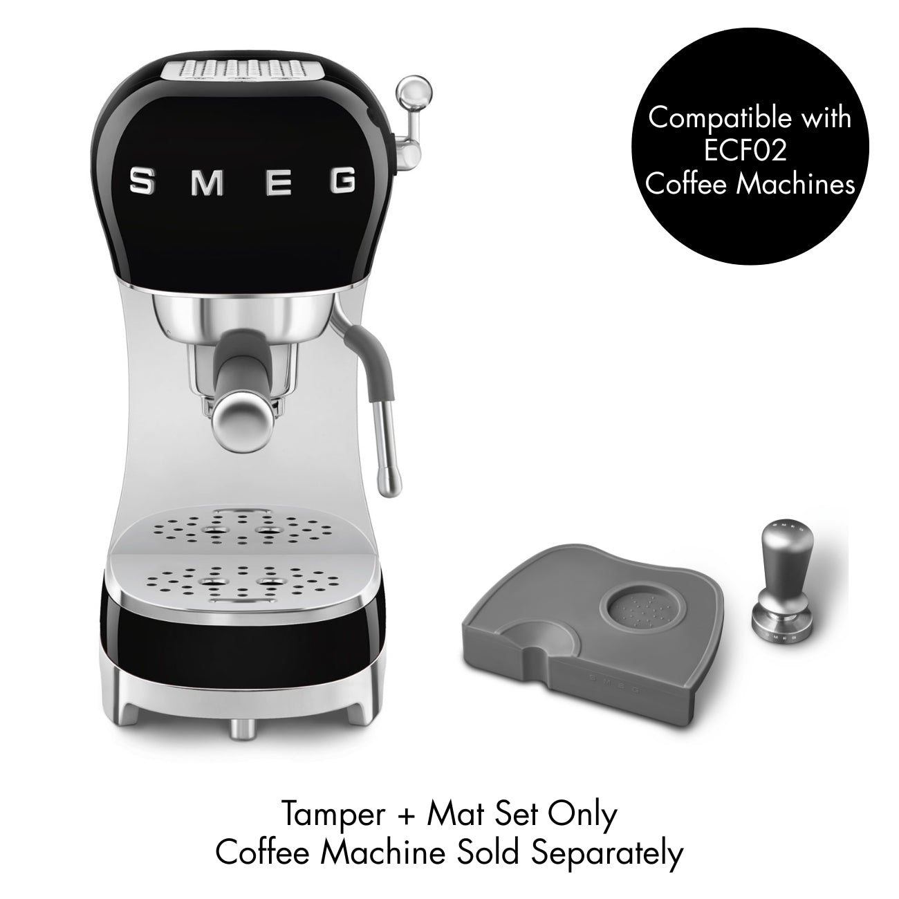 Stainless Steel Tamper & Silicone Mat Set for SMEG ECF02 Coffee Machines