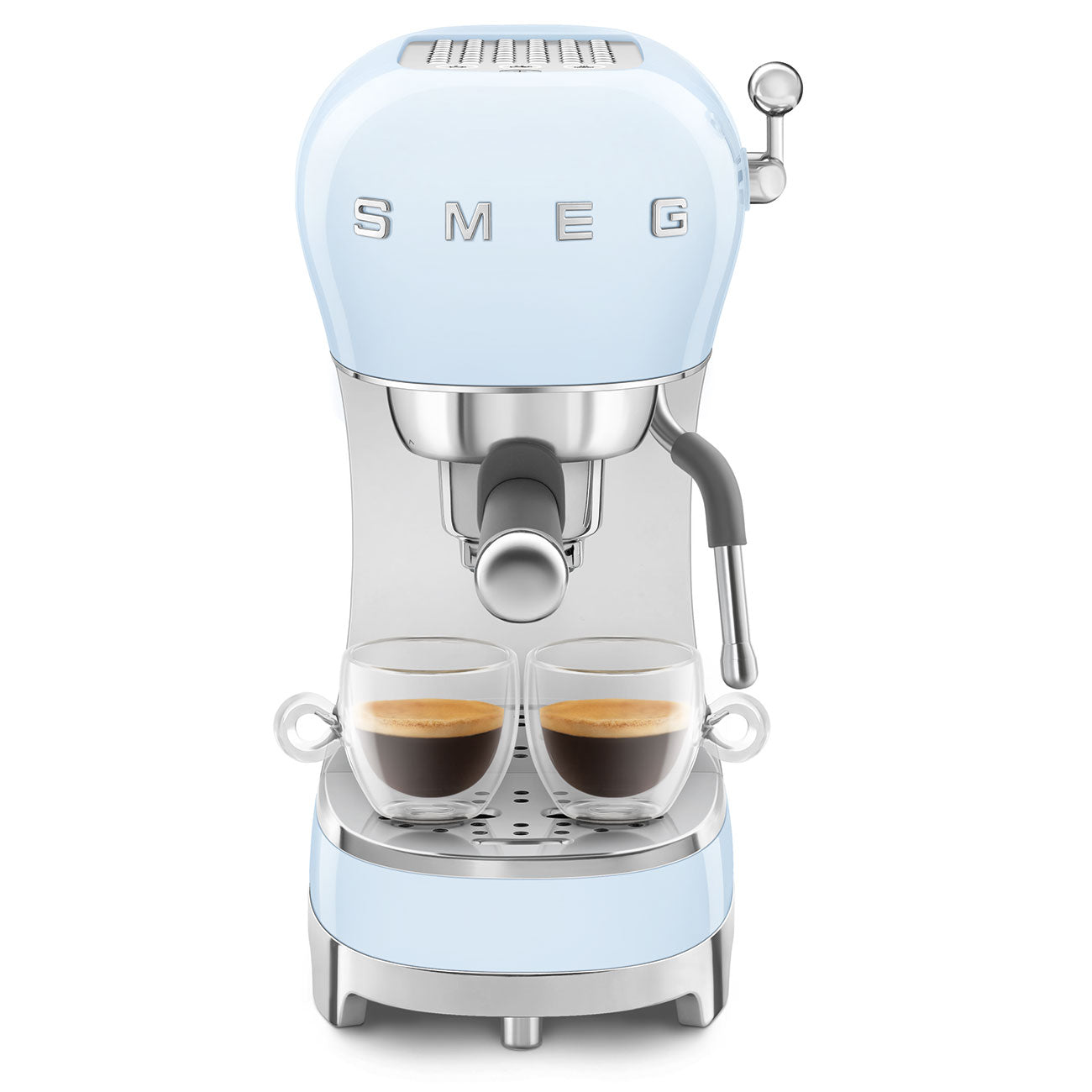 Espresso coffee machine Retro-style Pastel blue Glossy