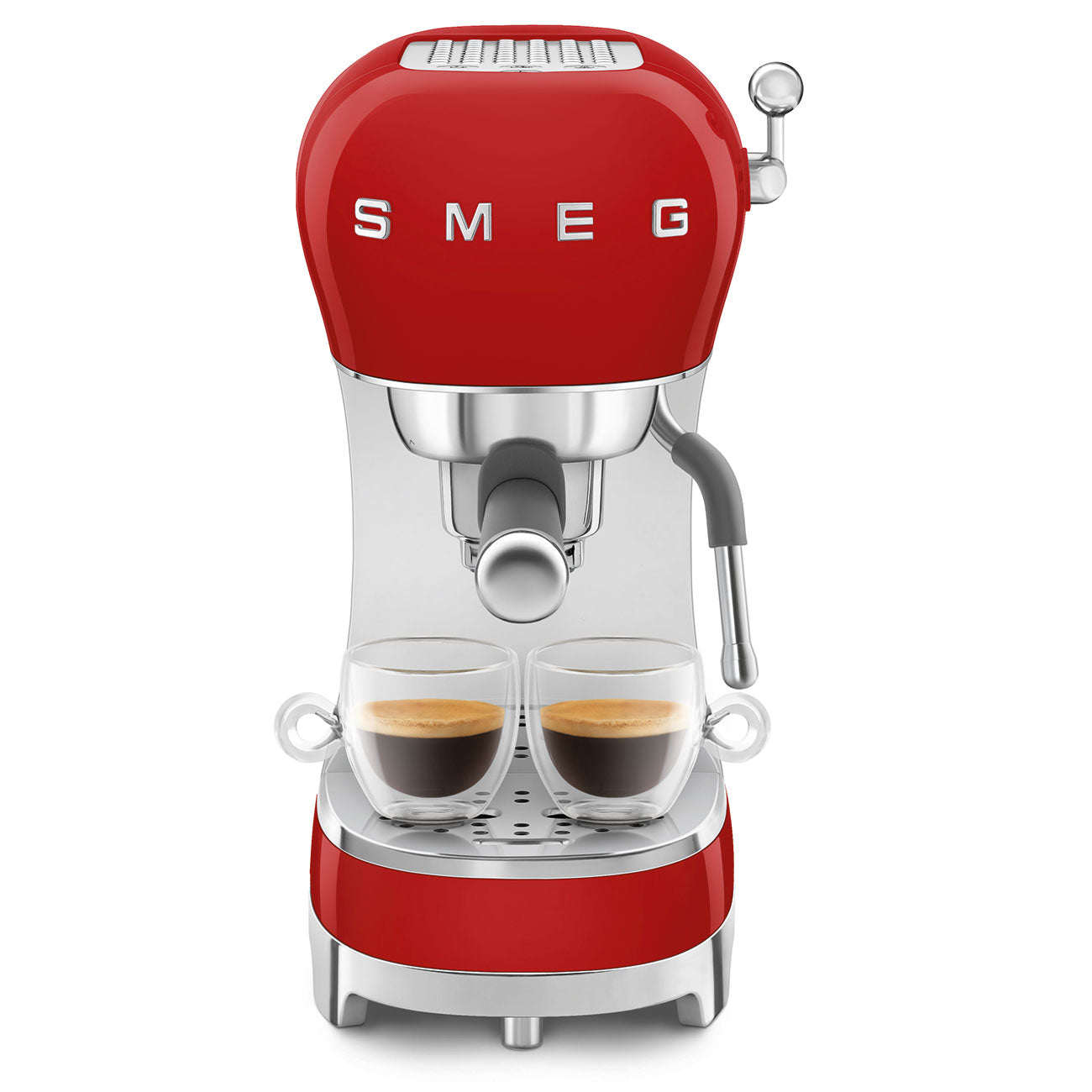 Espresso coffee machine Retro-style Red Glossy