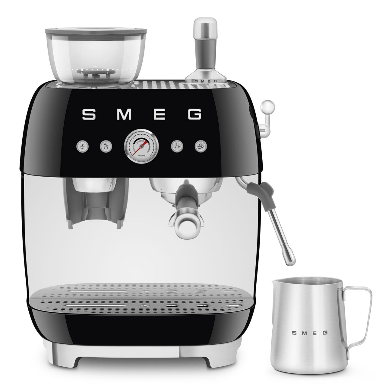 Espresso coffee machine Retro-style Black Glossy