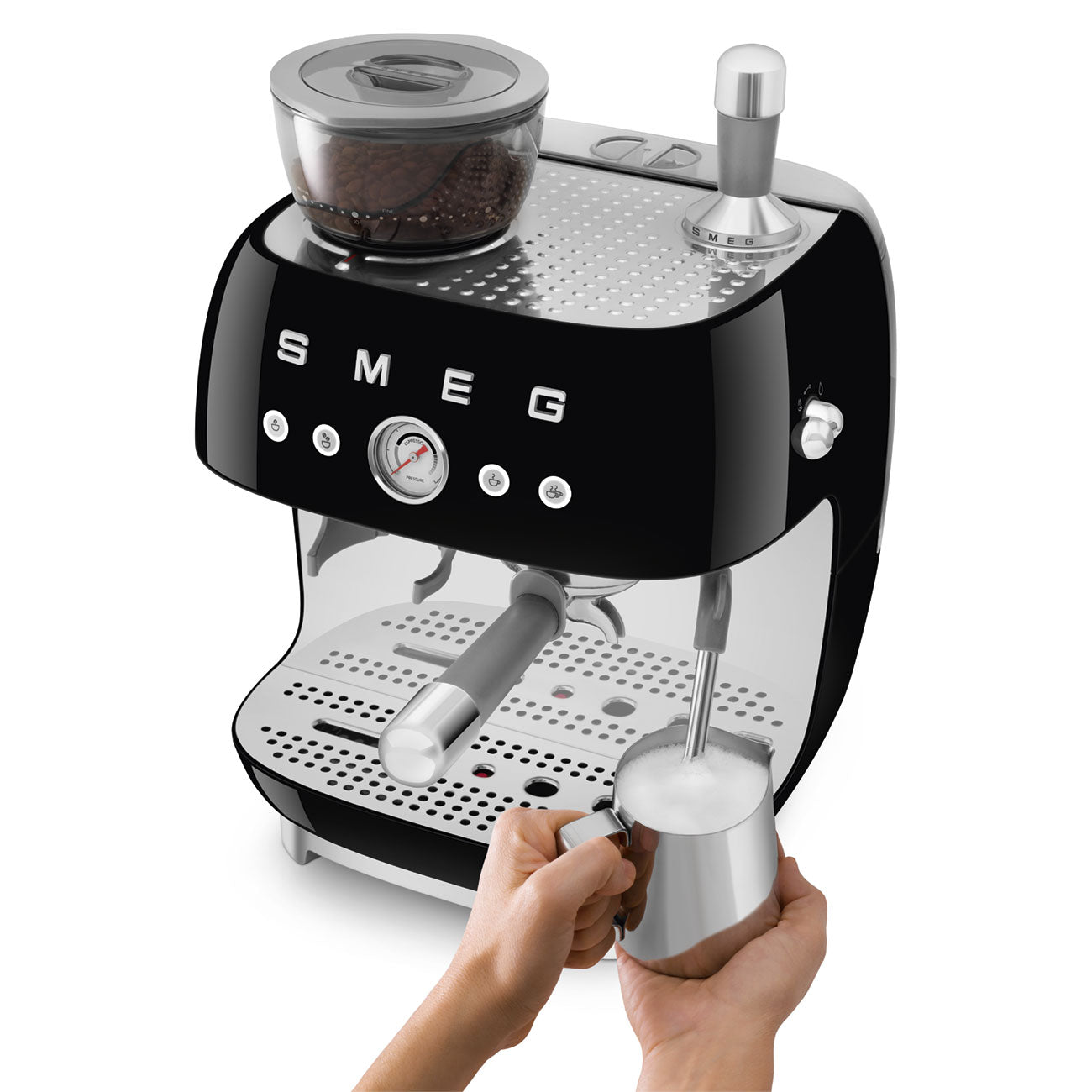 Espresso coffee machine Retro-style Black Glossy