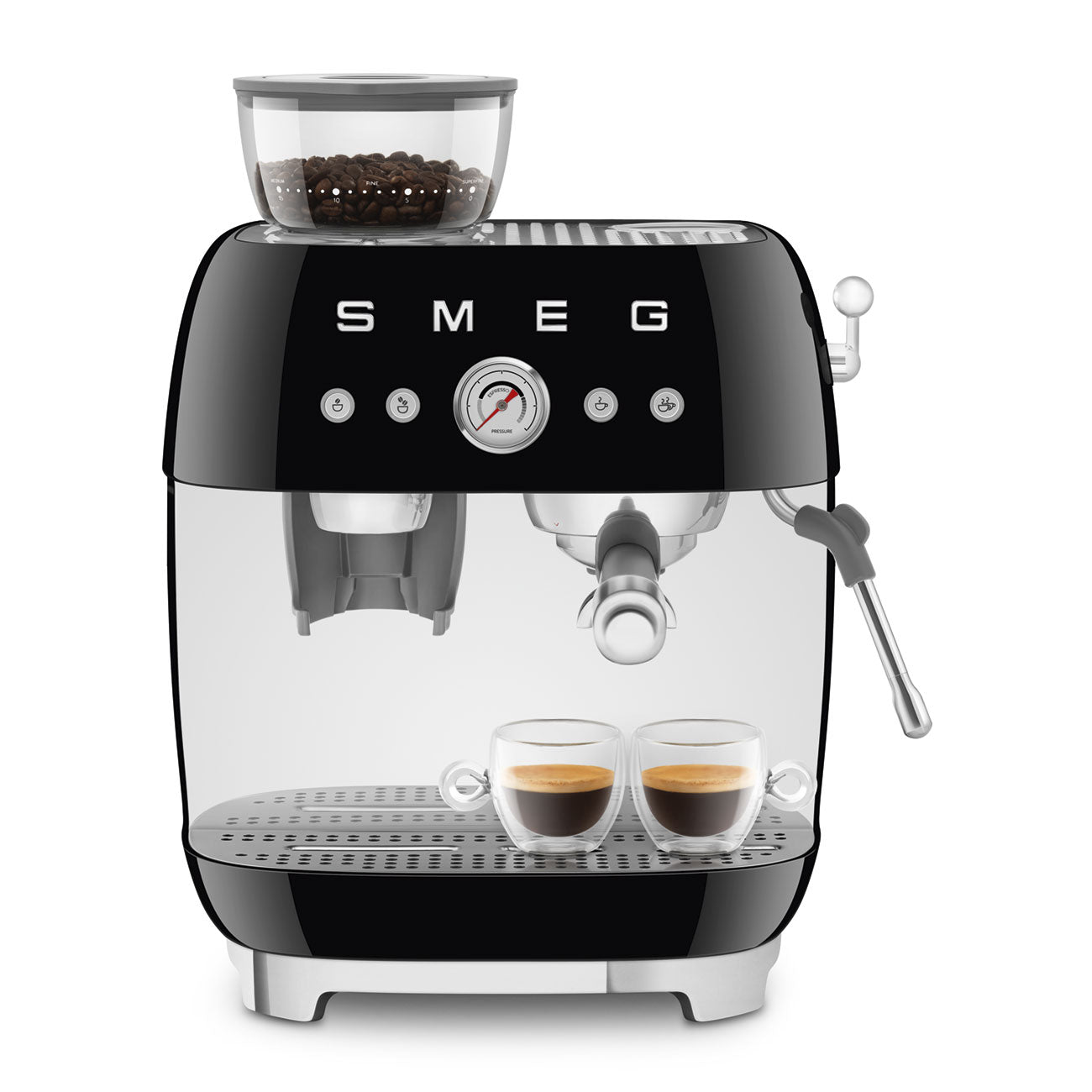 Espresso coffee machine Retro-style Black Glossy