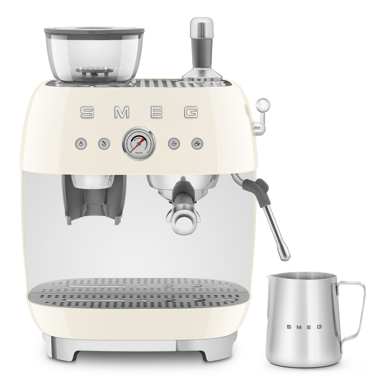 Espresso coffee machine Retro-style Cream Glossy