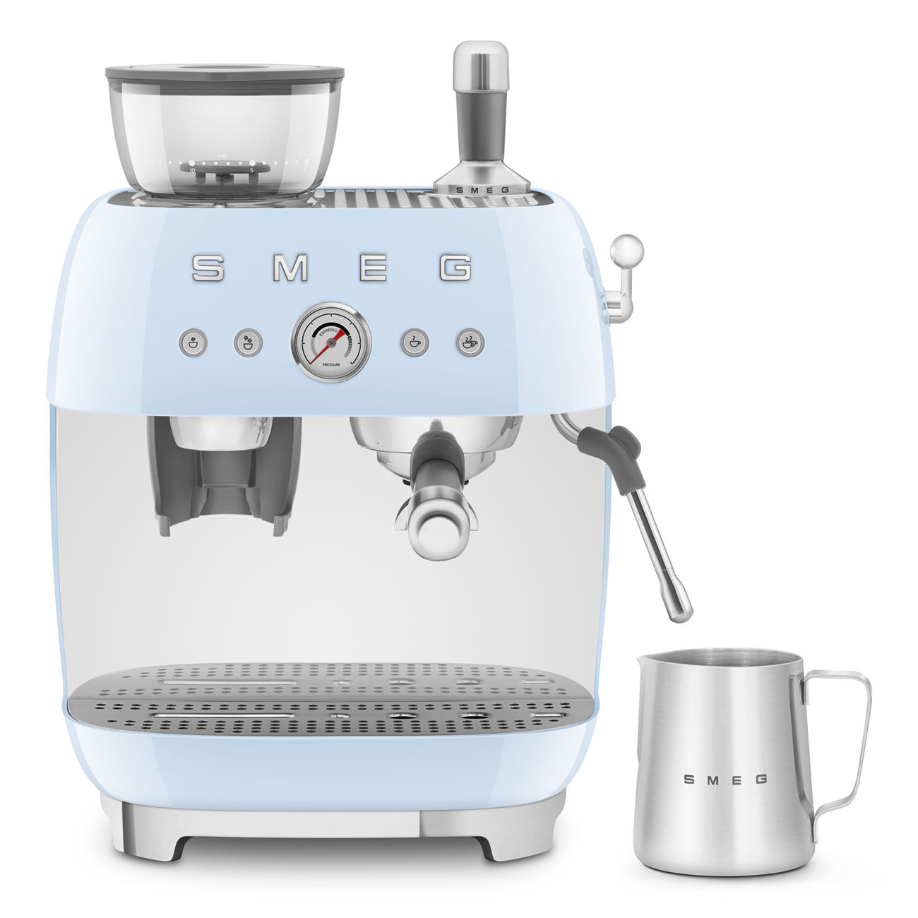 Espresso coffee machine Retro-style Pastel blue Glossy