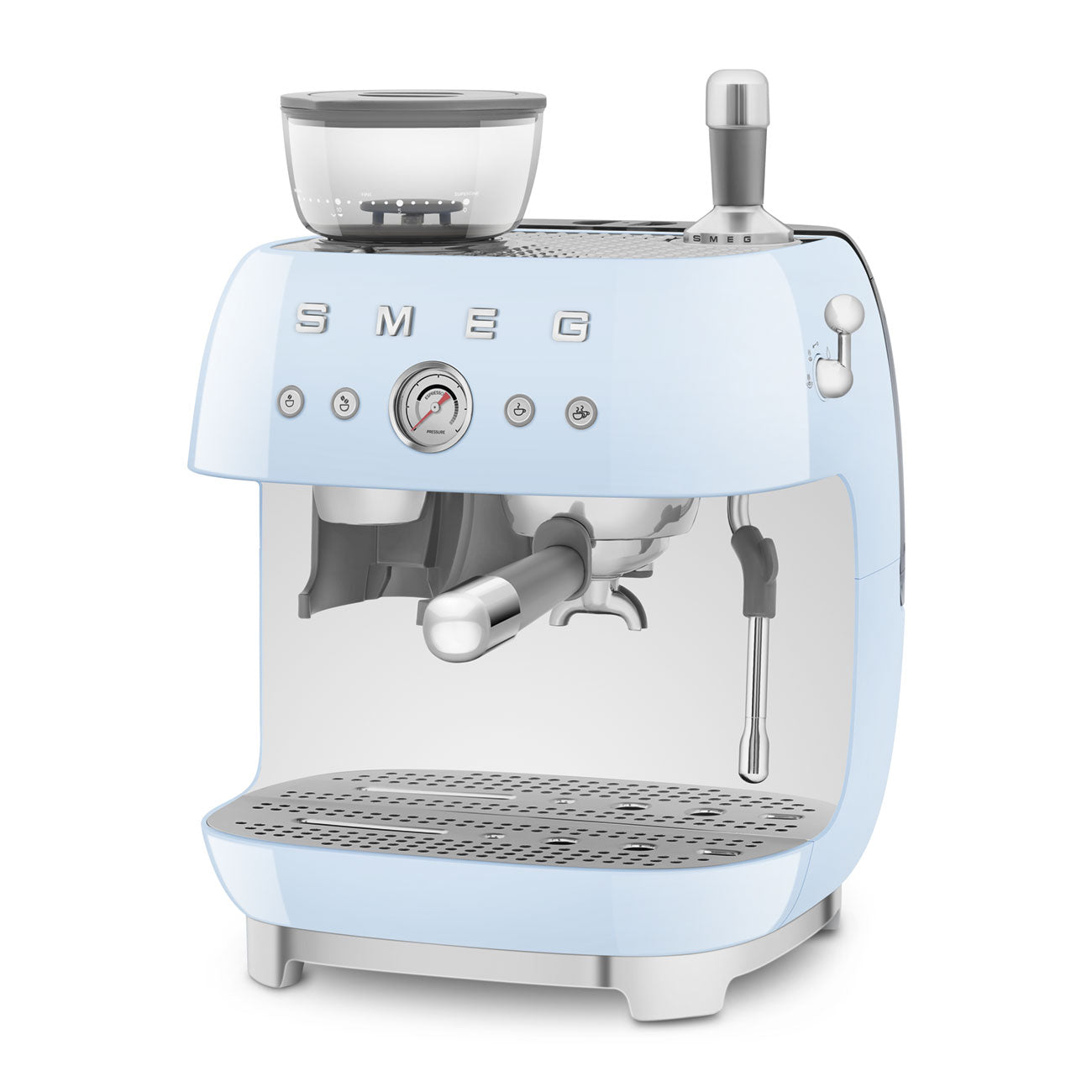 Espresso coffee machine Retro-style Pastel blue Glossy