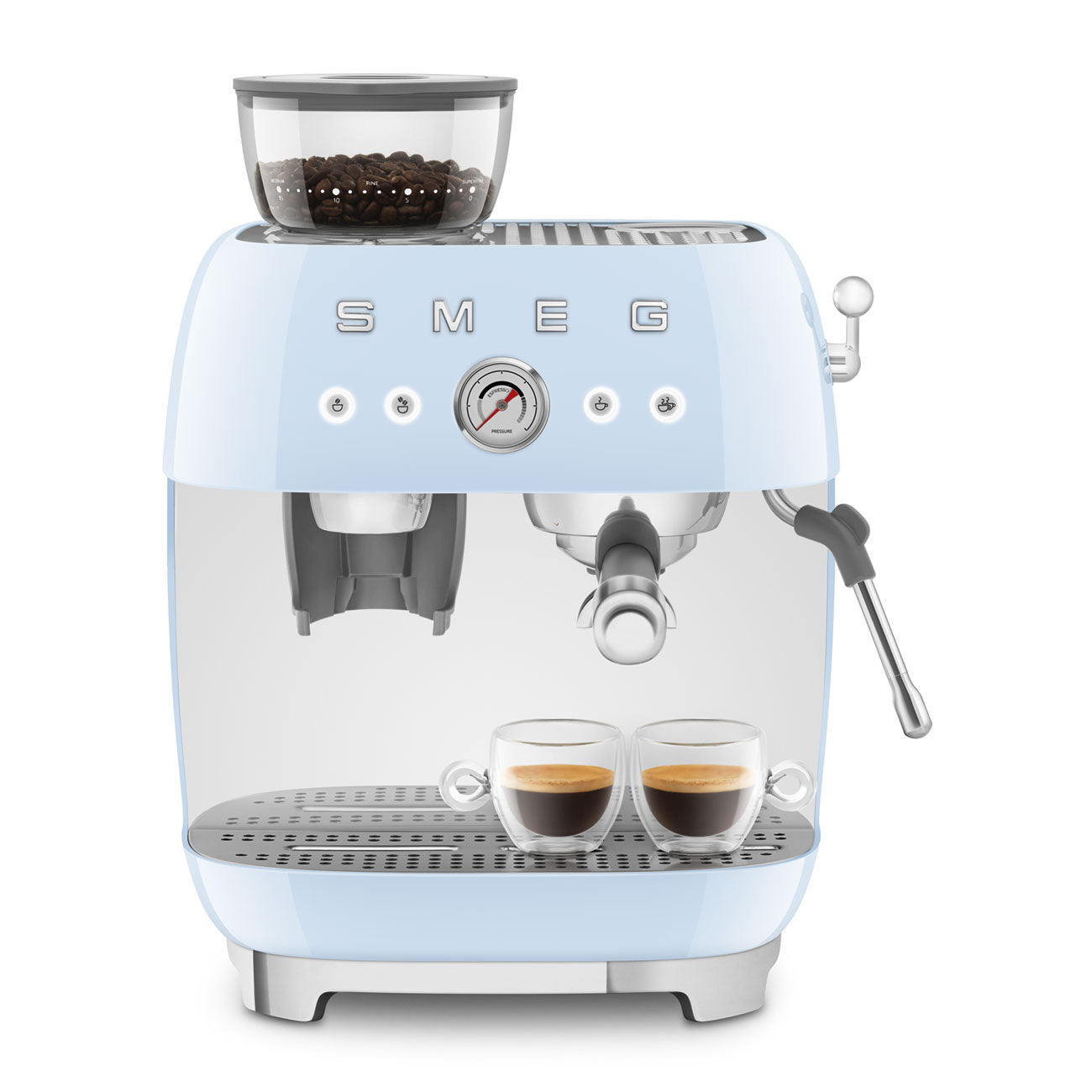 Espresso coffee machine Retro-style Pastel blue Glossy