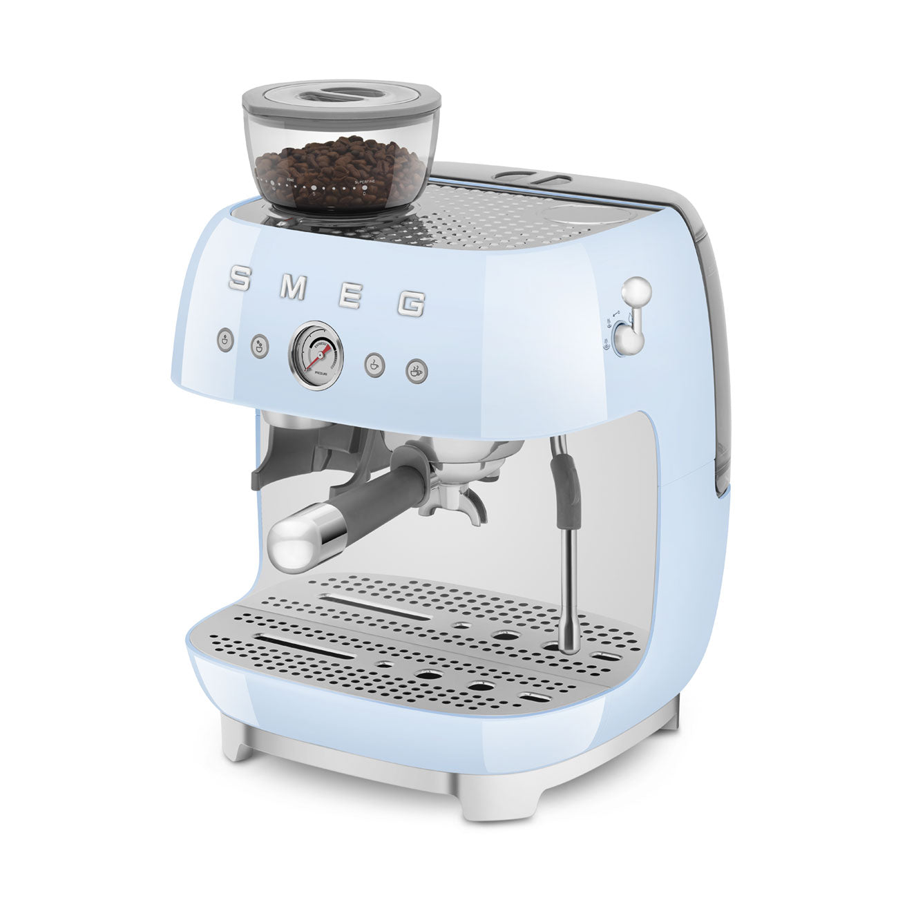 Espresso coffee machine Retro-style Pastel blue Glossy