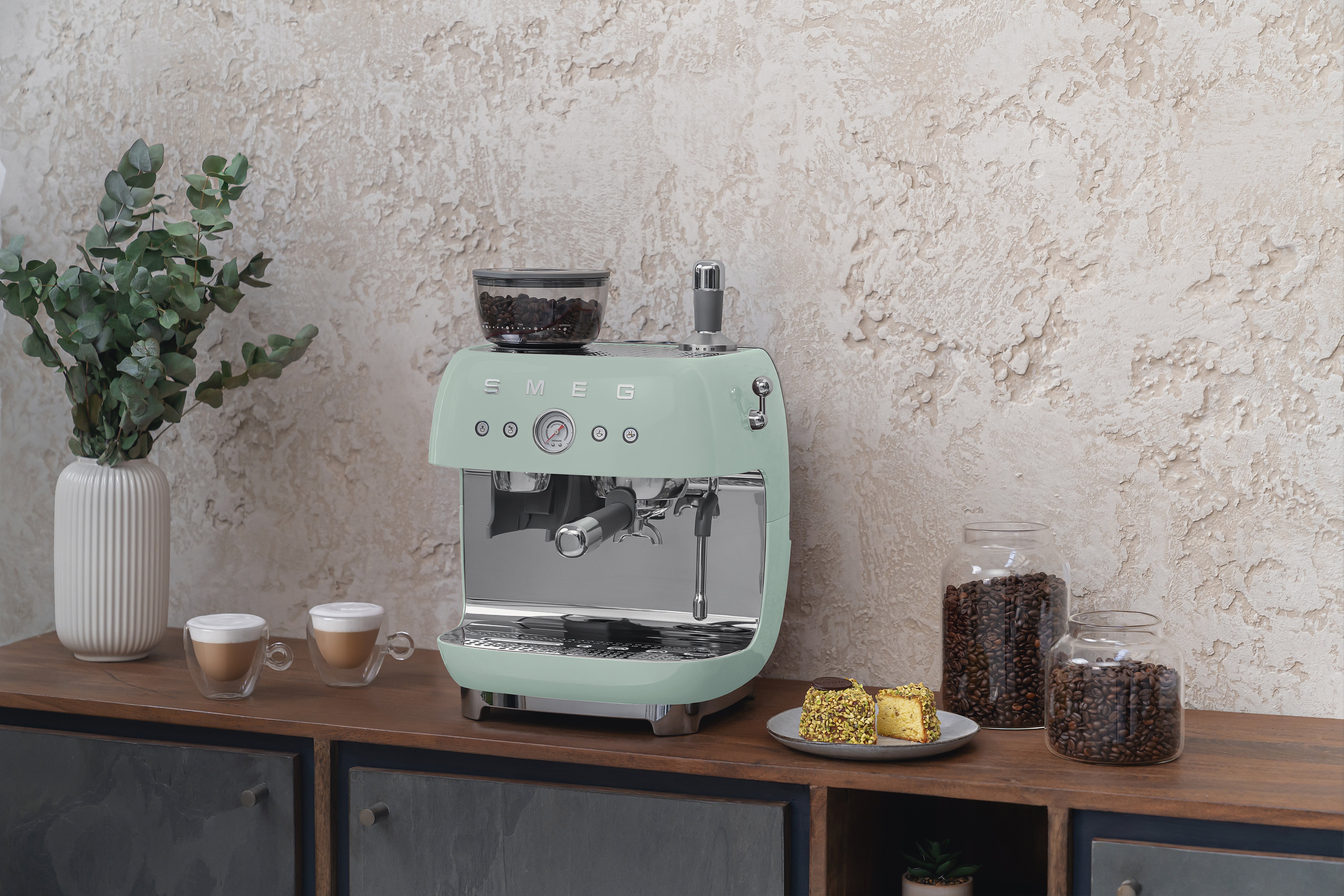 Espresso coffee machine Retro-style Pastel Green Glossy