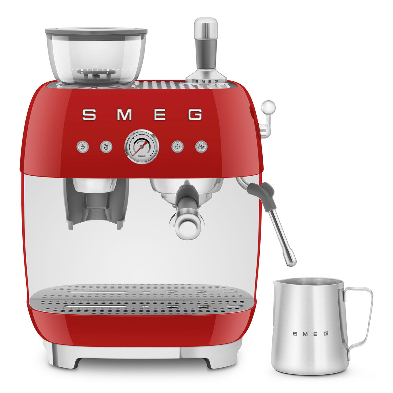 Espresso coffee machine Retro-style Red Glossy