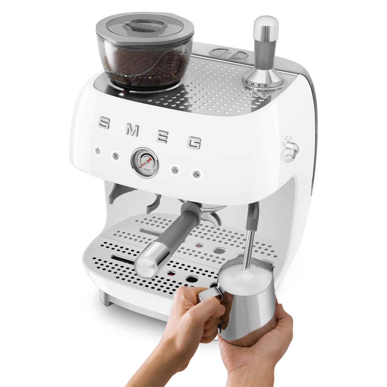 Espresso coffee machine Retro-style White Glossy