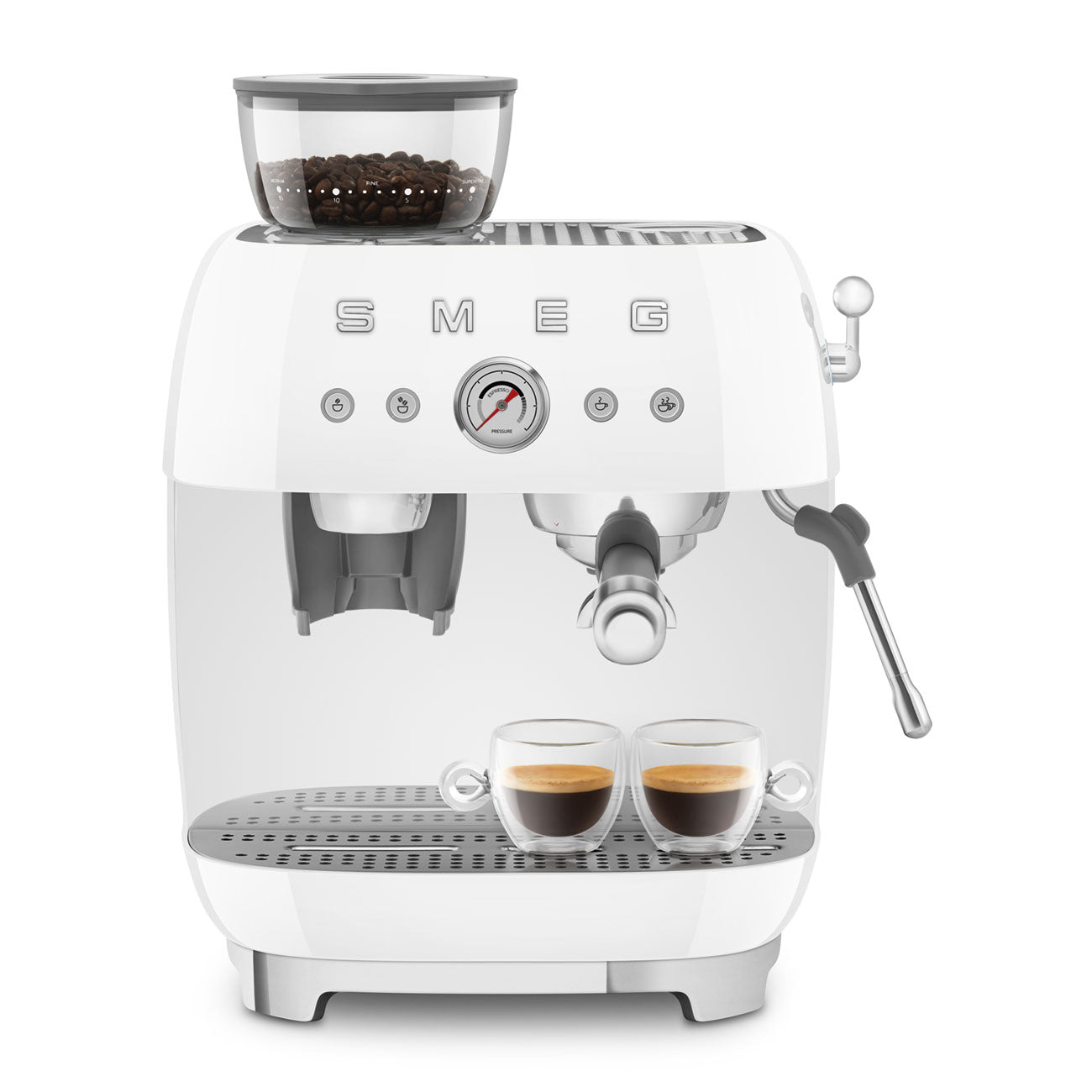 Espresso coffee machine Retro-style White Glossy