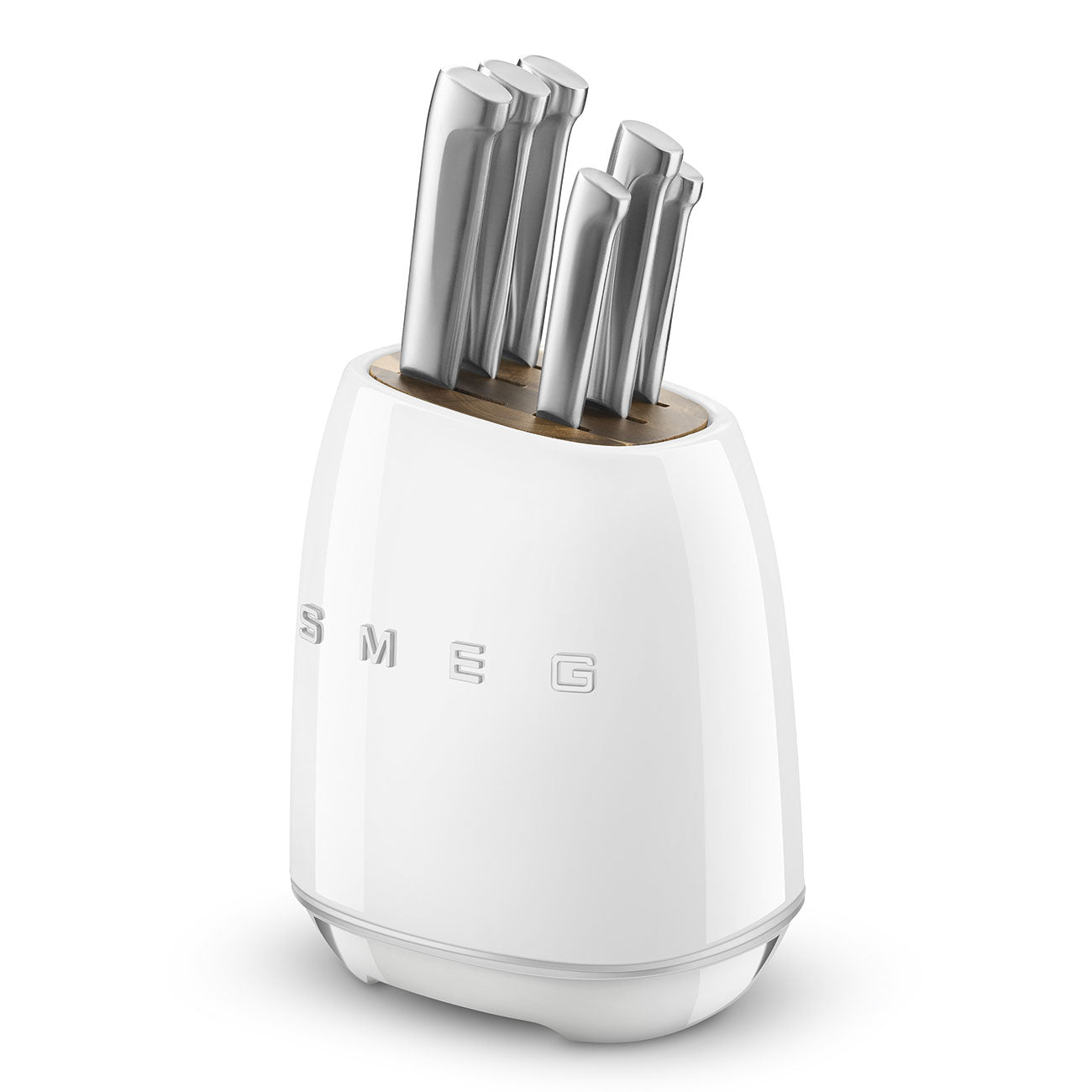 Retro-Style 6-Piece Knife Block Set - White