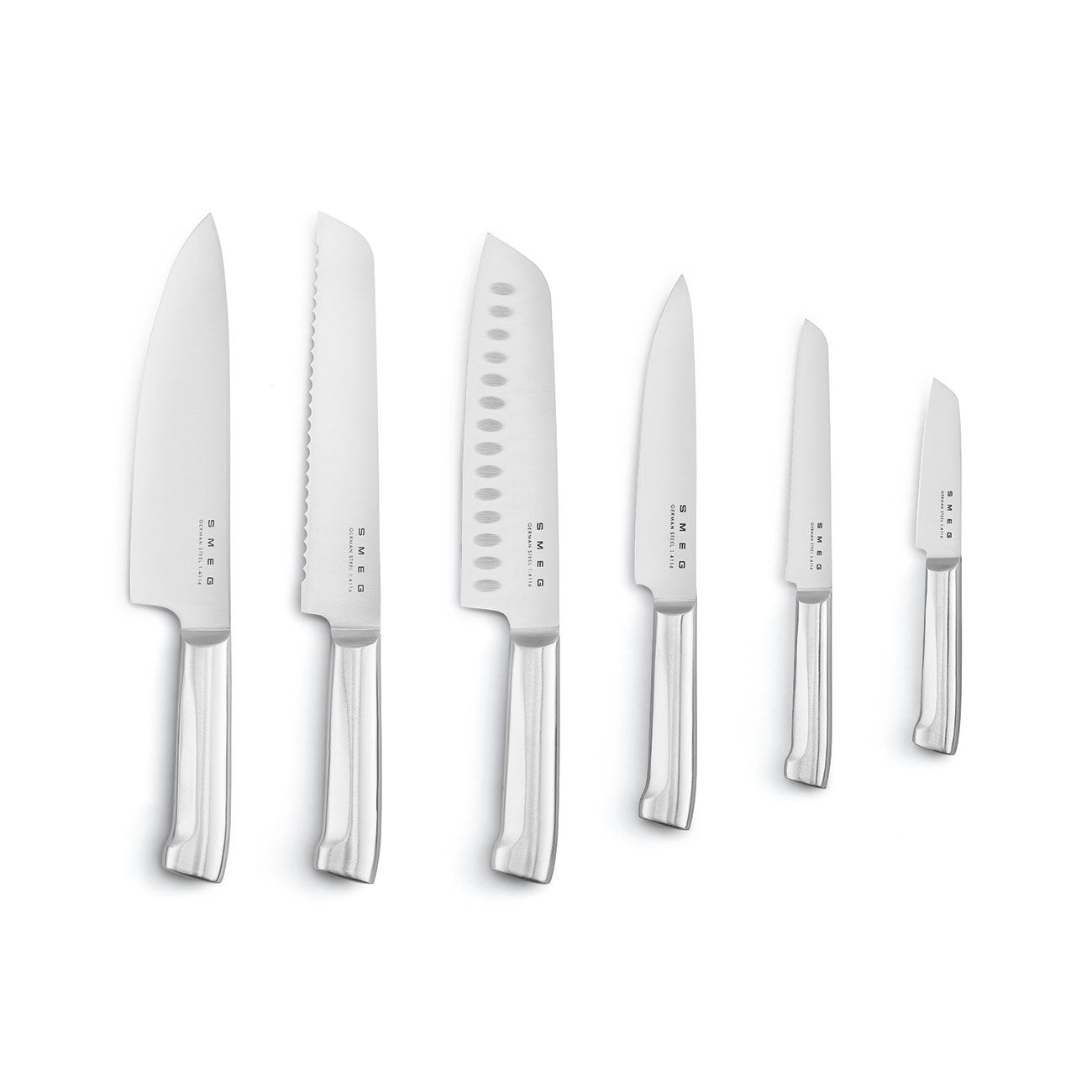 Retro-Style 6-Piece Knife Block Set - White