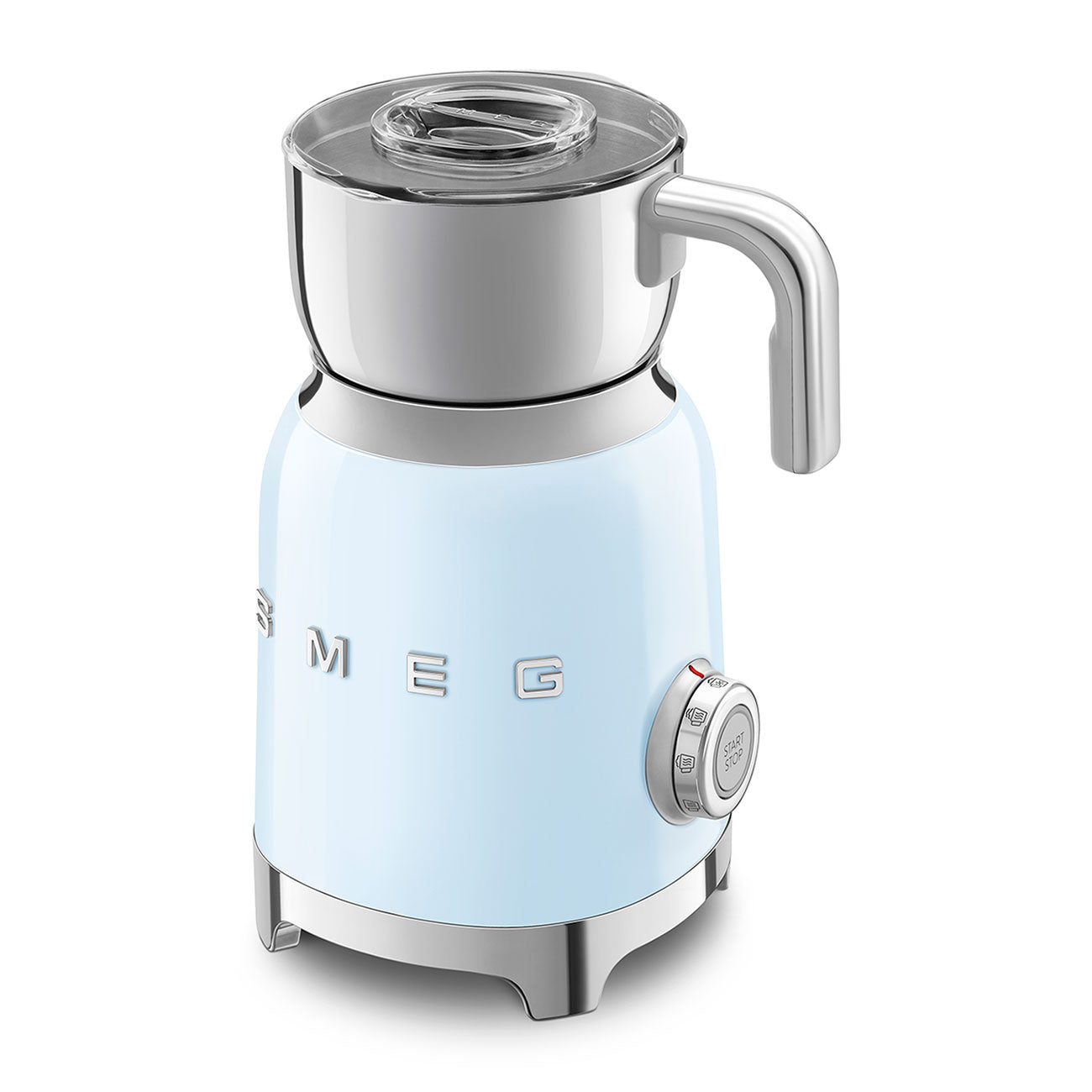 Milk frother Retro-style Pastel blue Glossy