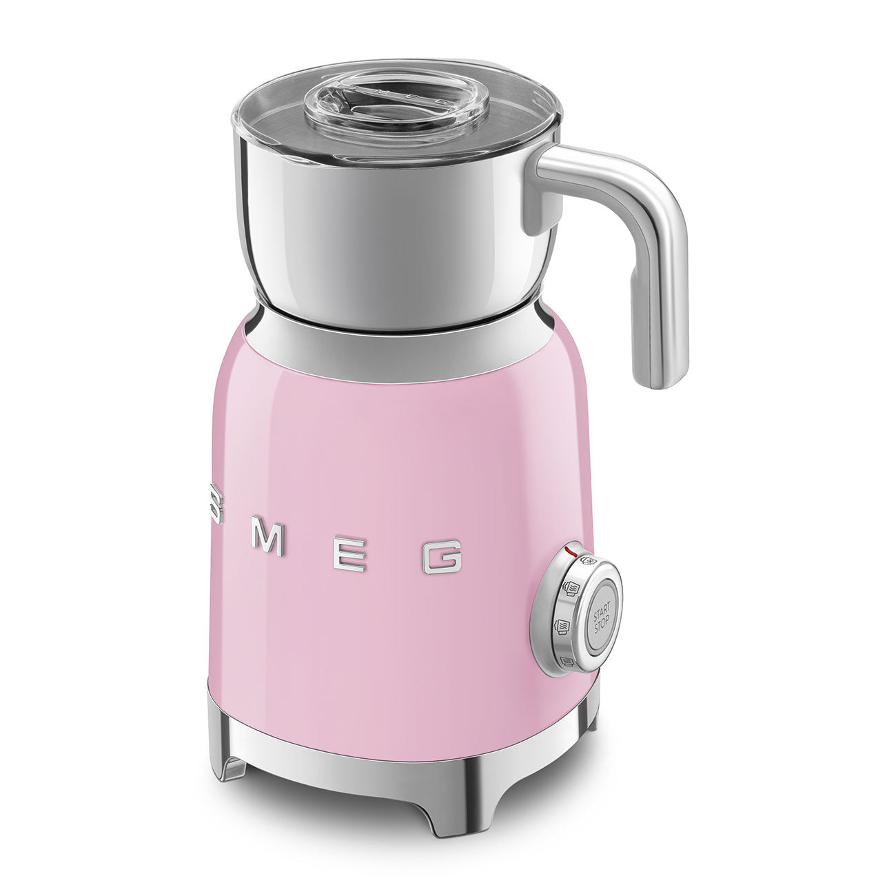 Milk frother Retro-style Pink Glossy