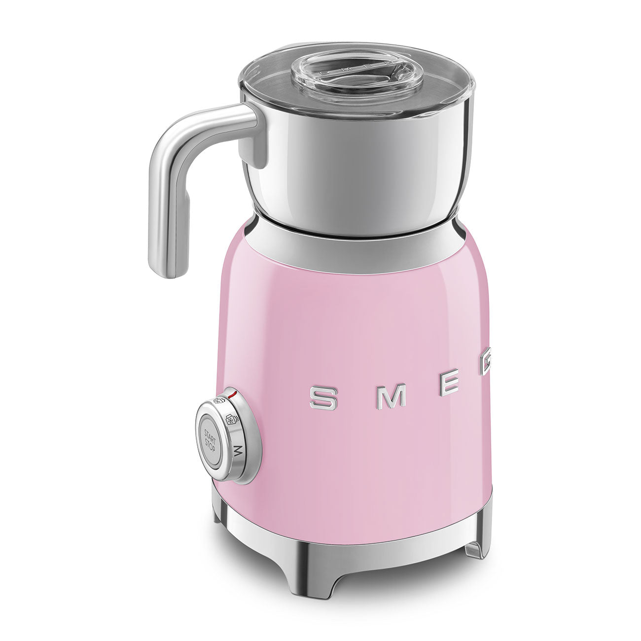 Milk frother Retro-style Pink Glossy