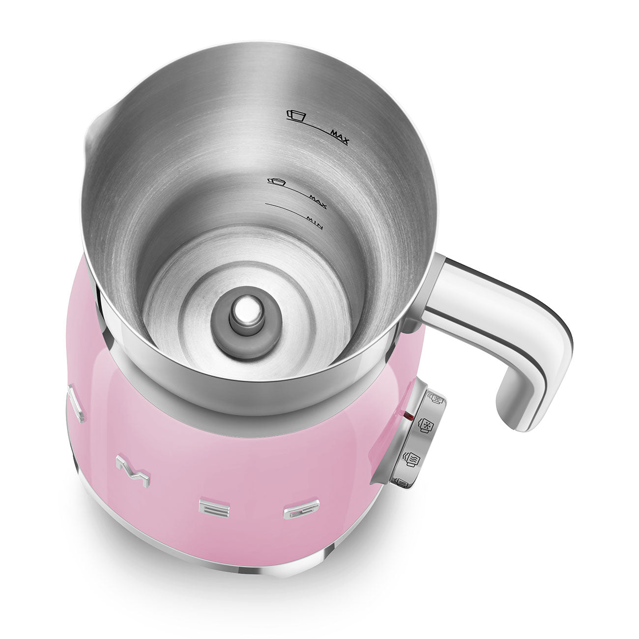 Milk frother Retro-style Pink Glossy