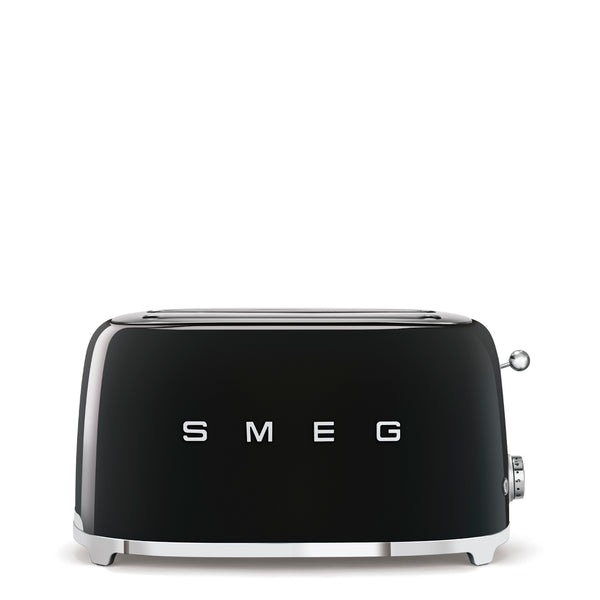 SMEG トースター ブラック レトロスタイル 4-Slice Toaster (Wide Slots) – Retro-Style Black – SMEG USA