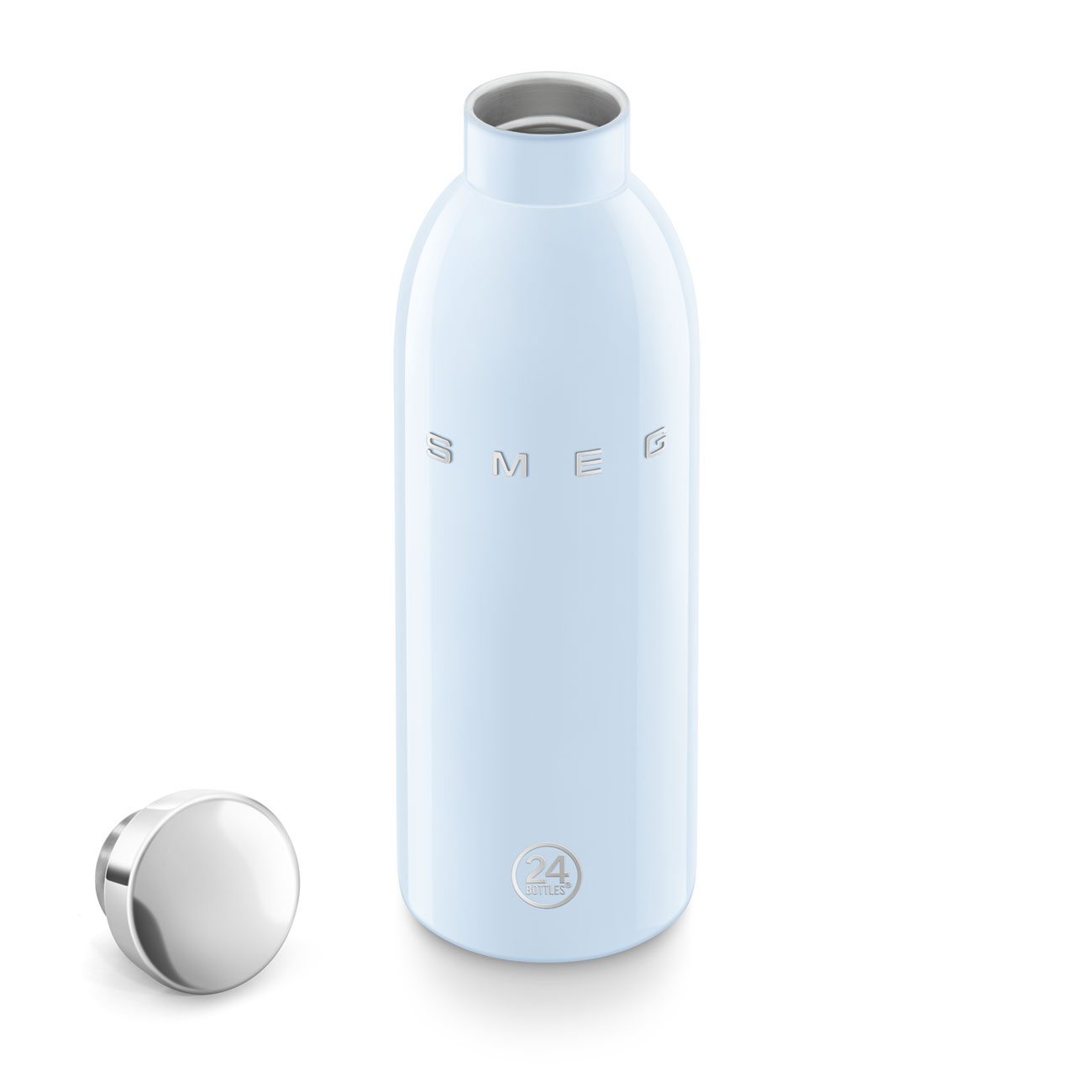 SMEG × 24Bottles® Insulated Stainless Steel Bottle (17 oz) – Pastel Blue