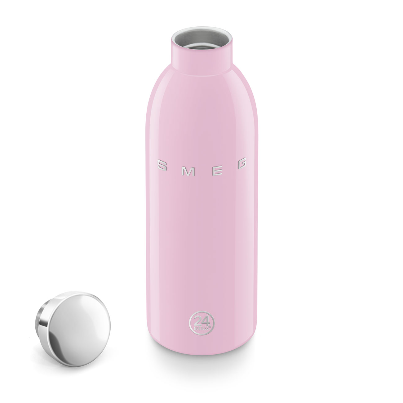 SMEG × 24Bottles® Insulated Stainless Steel Bottle (17 oz) – Pink